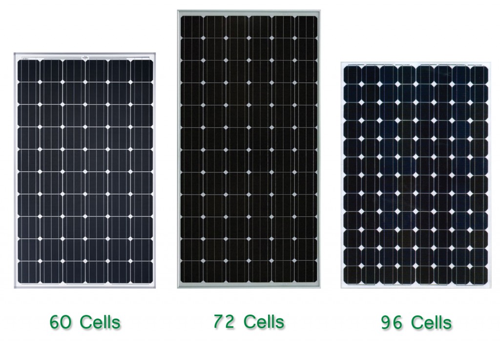 Solar Power by Panel Size 60 Cells, 72 Cells, 96 Cells Solar Panels
